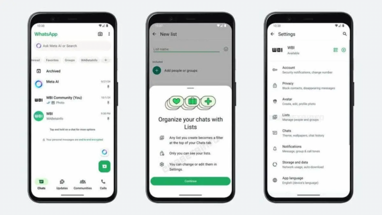واتساپ قابلیت &laquo;فهرست&zwnj;های سفارشی&raquo; را برای مدیریت بهتر چت&zwnj;ها معرفی کرد