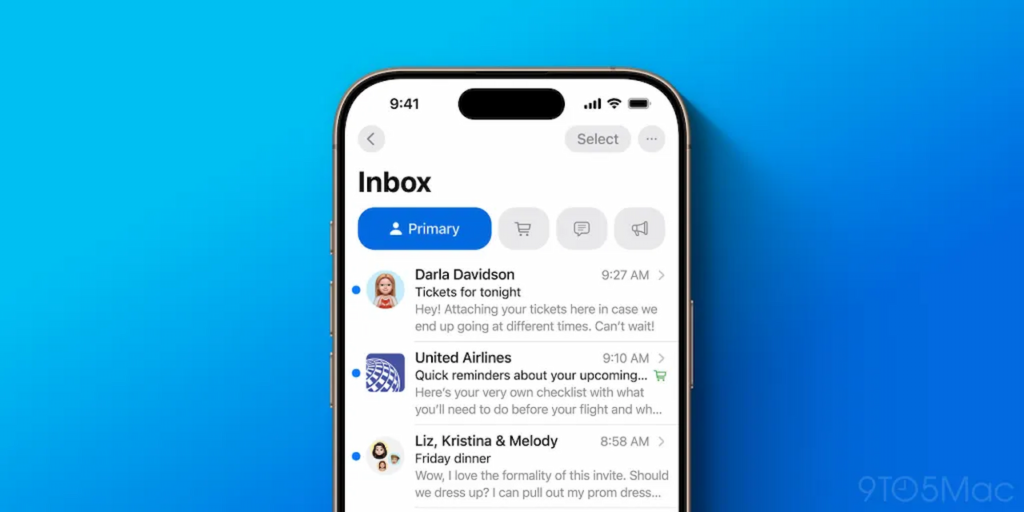 بازطراحی برنامه Mail