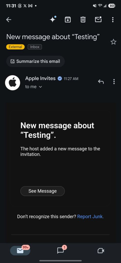 اپل اخیراً اپلیکیشنی به نام "Apple Invites" را عرضه کرده است که به کاربران امکان می‌دهد به سادگی رویدادها را برنامه‌ریزی کرده و دعوت‌نامه ارسال کنند.