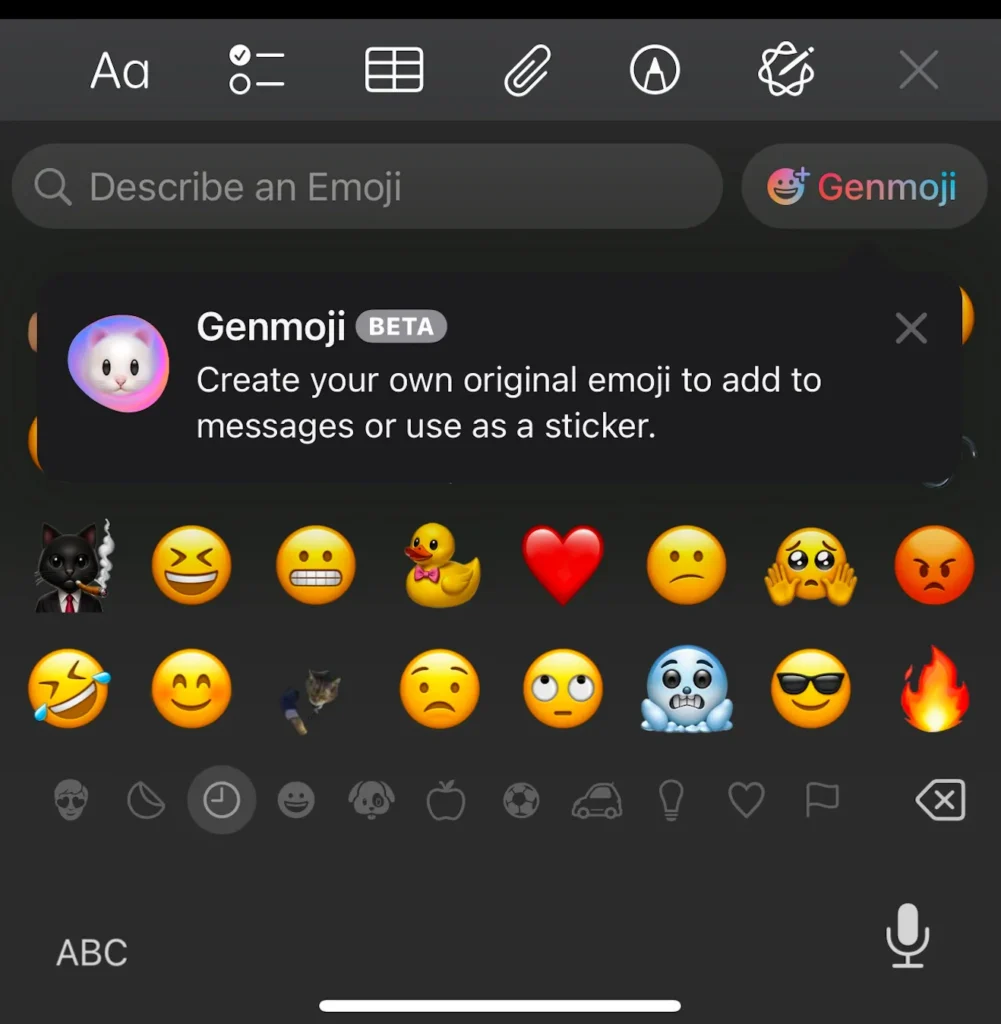 بزرگ‌تر شدن دکمه Genmoji در اولین نسخه بتای iOS 18.4