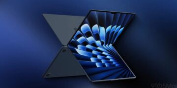 نمونه اولیه آیپد یا مک‌بوک تاشو ۱۸.۸ اینچی اپل با Face ID درون‌نمایشگری