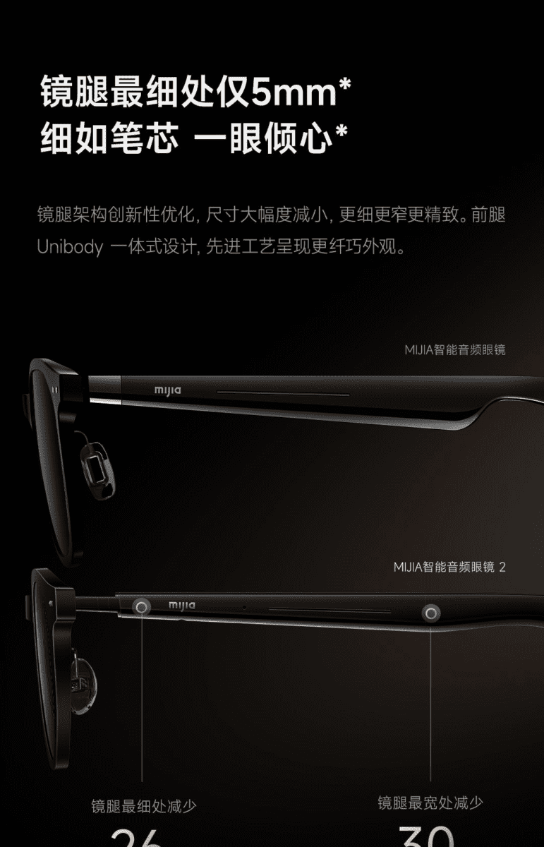 نسل دوم عینک هوشمند صوتی خود با نام Mijia Smart Audio Glasses 2