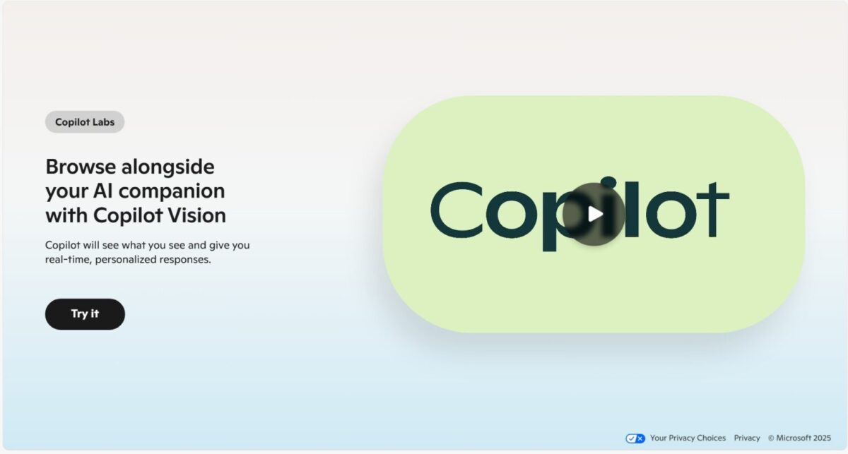 اضافه شدن ویژگی Copilot Vision به مرورگر اج