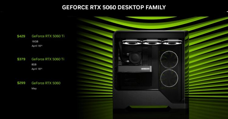 انویدیا از کارت‌های گرافیک سری RTX 5060 رونمایی کرد؛ شروع عرضه از ۱۶ آوریل با قیمت پایه ۳۷۹ دلار