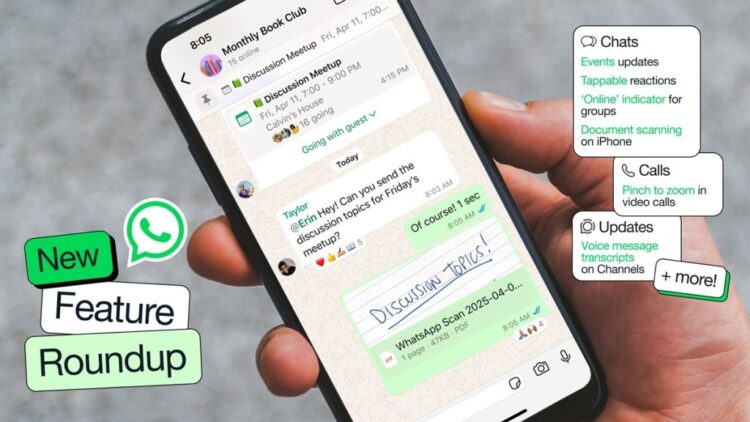 افزوده شدن قابلیت‌های تازه به چت‌ها، تماس‌ها و کانال‌های واتساپ