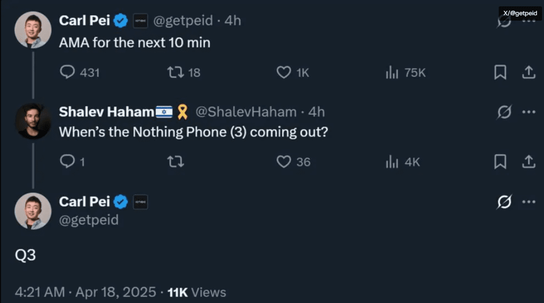 گوشی ناتینگ Phone 3 در سهماهه سوم سال ۲۰۲۵
