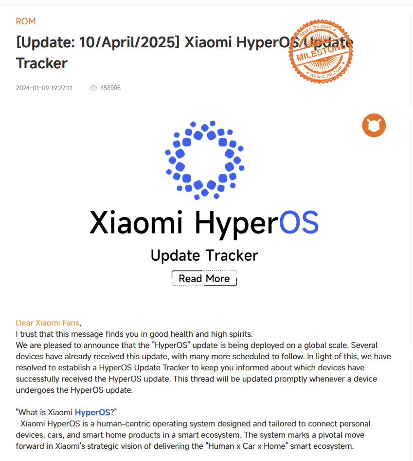انتشار بهروزرسانی HyperOS برای 100 دستگاه شیائومی