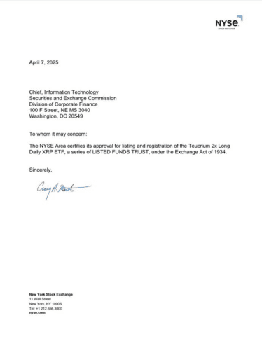 تأیید ETF اهرمی ریپل در بورس نیویورک