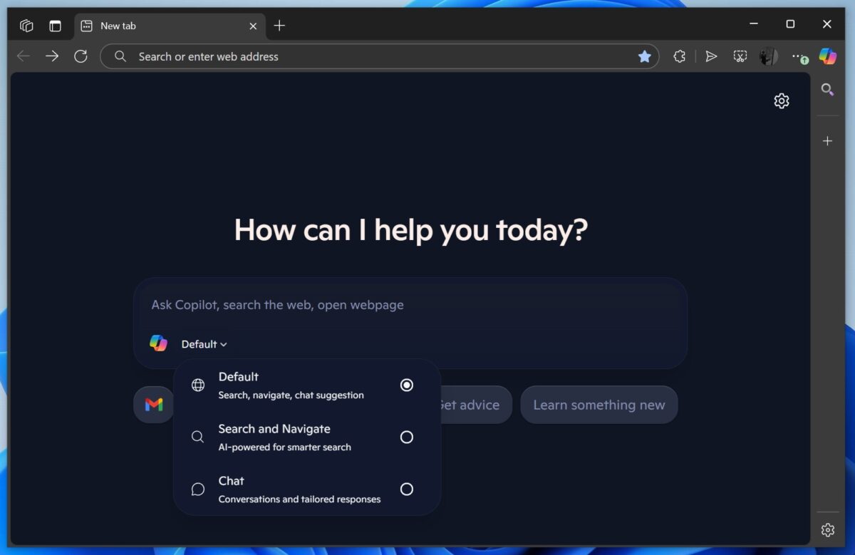 تمرکز جدید Edge بر Copilot در صفحه تب