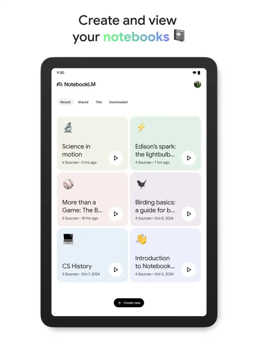 NotebookLM در منوی اشتراکگذاری سیستمعامل
