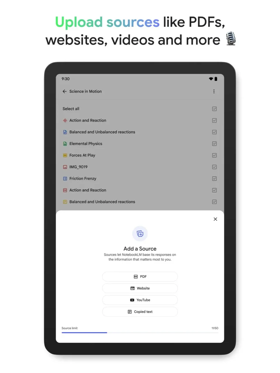 NotebookLM در منوی اشتراکگذاری سیستمعامل