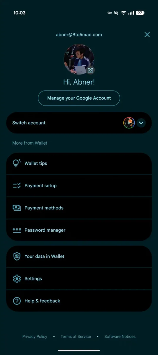 Google Wallet (روشهای پرداخت، دادههای شما در Wallet، Password Manager، تنظیمات و...)