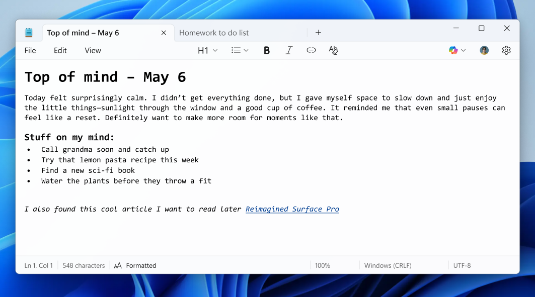 اپلیکیشن Notepad با بهروزرسانی جدید متحول شده است