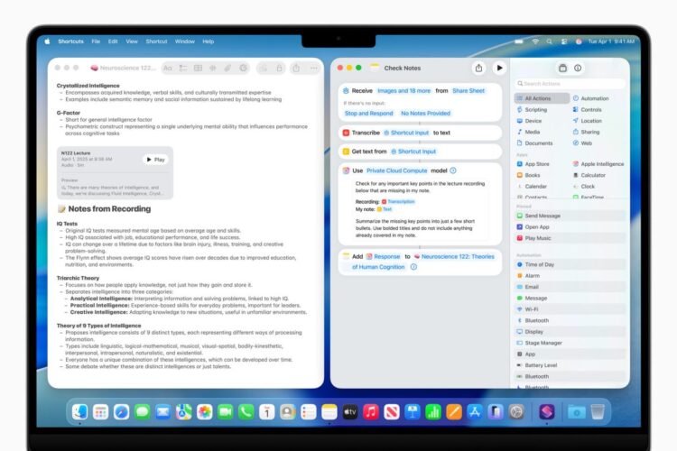 اپل در WWDC 2025 از اپلیکیشن Shortcuts مبتنی بر هوش مصنوعی رونمایی کرد