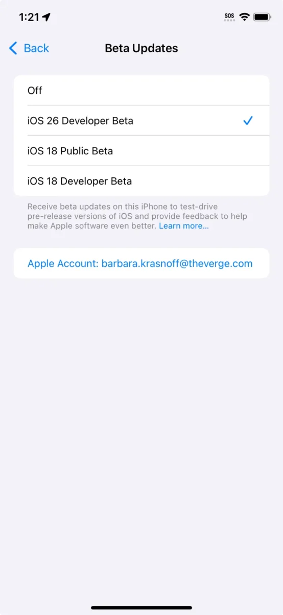 نحوه نصب نسخه بتای توسعهدهنده iOS 26