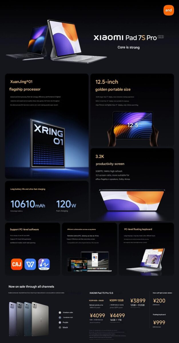 مشخصات تبلت Pad 7S Pro شیائومی