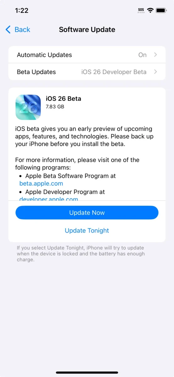نحوه نصب نسخه بتای توسعهدهنده iOS 26