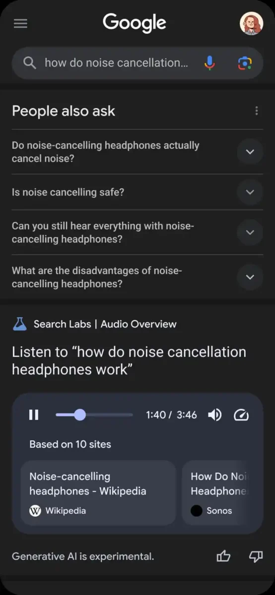 قابلیت جدید گوگل به نام Audio Overviews