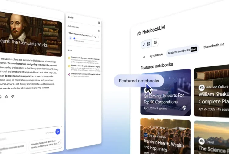 گوگل از دفترچه‌های منتخب مبتنی بر هوش مصنوعی در اپلیکیشن NotebookLM رونمایی کرد