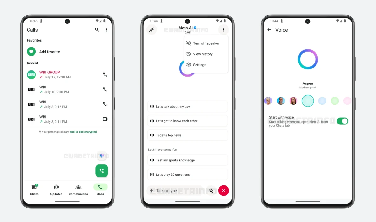 گفتوگوی صوتی با Meta AI واتساپ