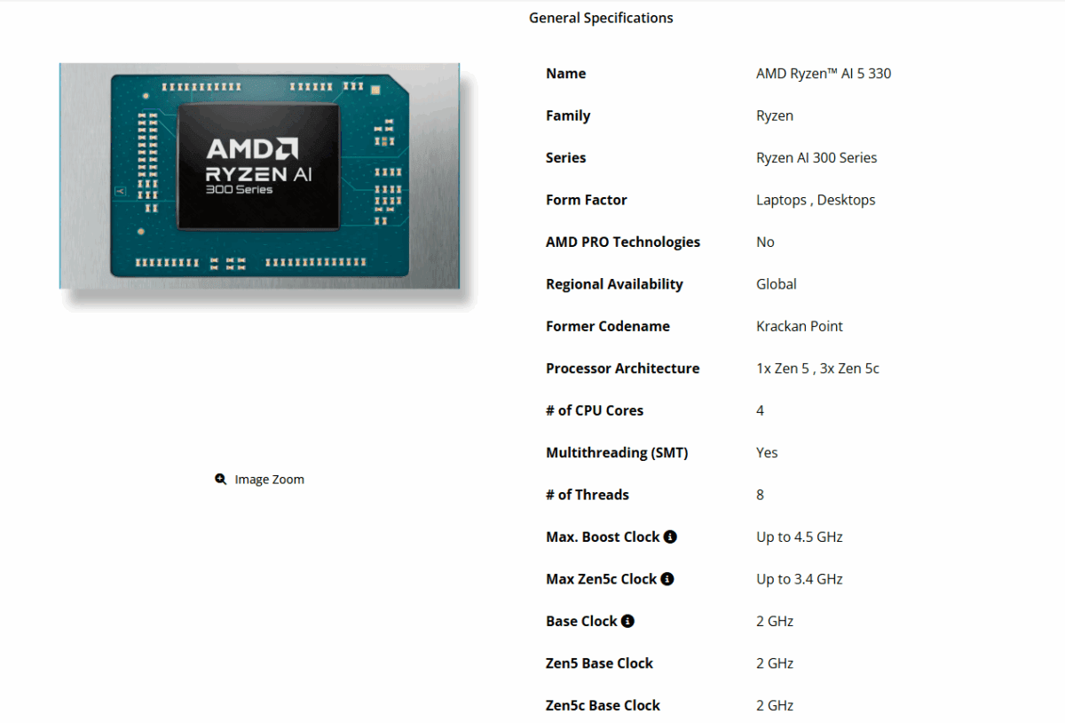 مشخصات کامل پردازندههای سری Ryzen AI 300 AMD