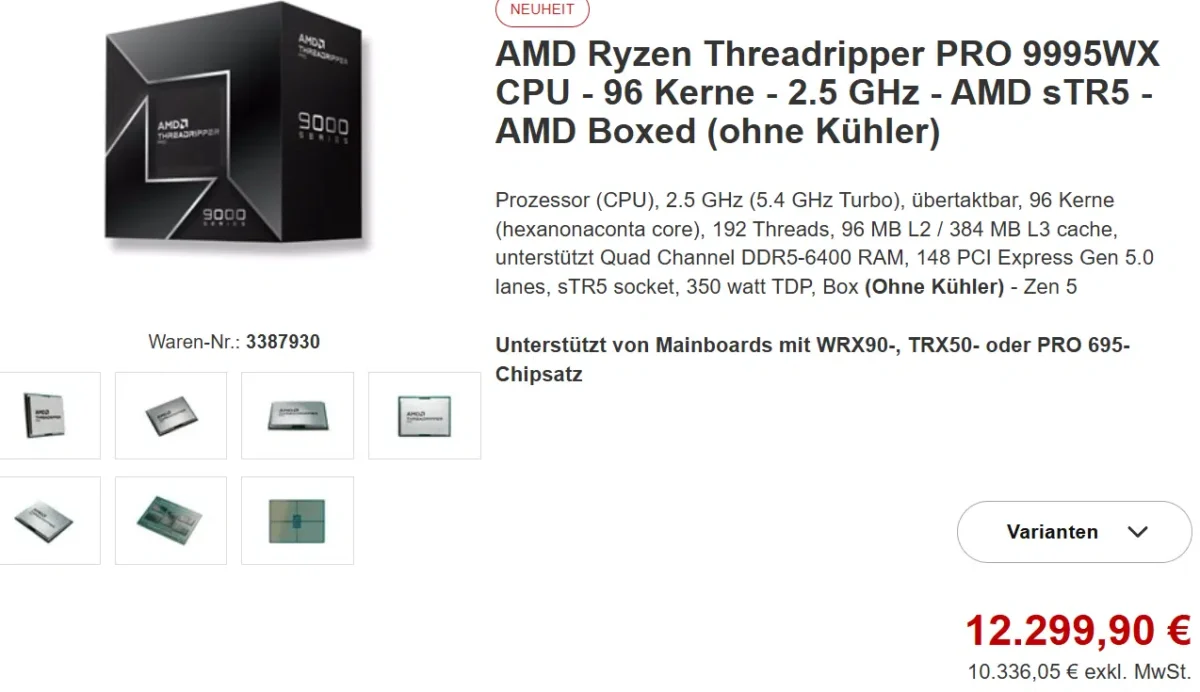 بنچمارک Threadripper Pro 9995WX