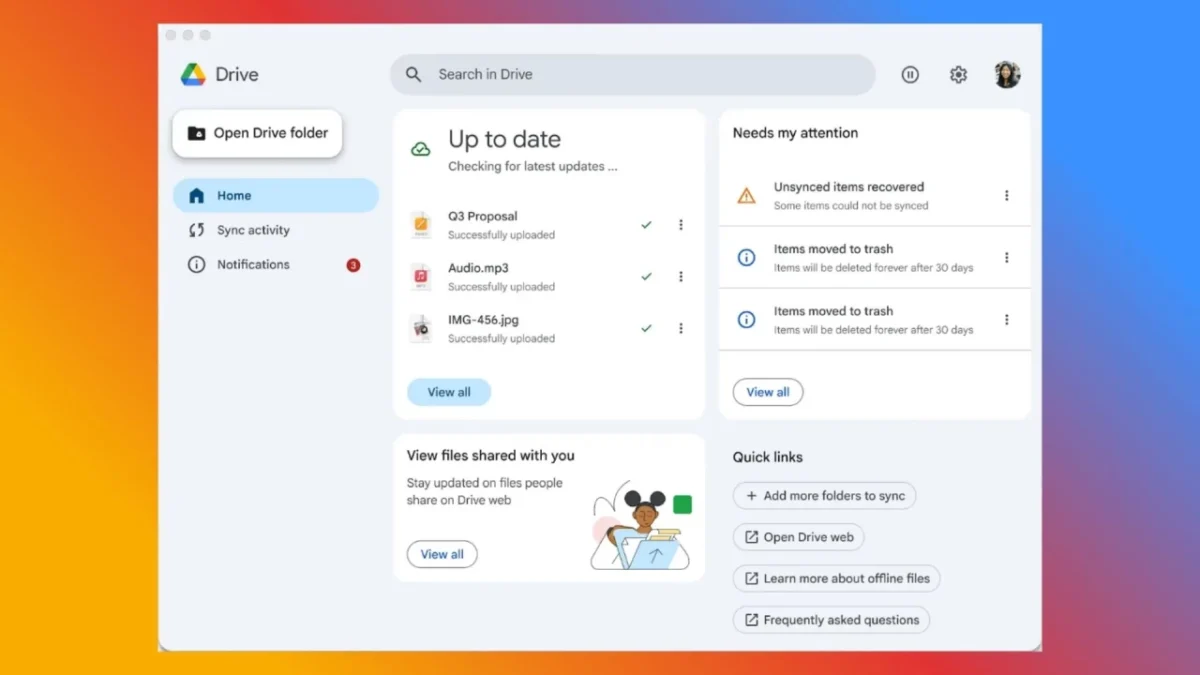 رابط کاربری جدید نسخه دسکتاپ Google Drive
