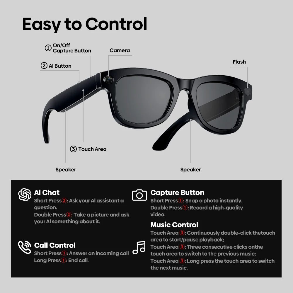 عینک هوشمند Zeblaze AI Shooting Glasses برای رقابت با ریبن متا معرفی شد