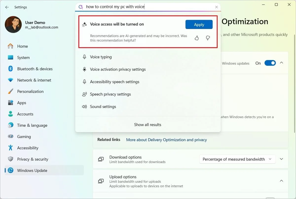 دستیار هوش مصنوعی جدید Settings