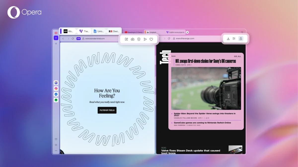 اپرا ۱۲۰ بهبود در قابلیت تقسیم صفحه (Split Screen)