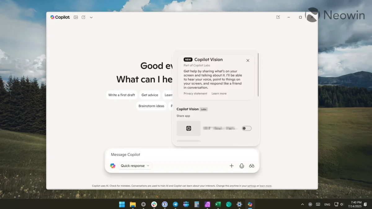 قابلیت Copilot Vision