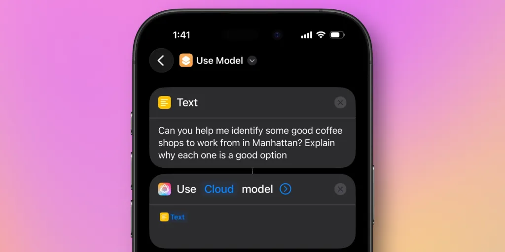 هوش مصنوعی در Shortcuts