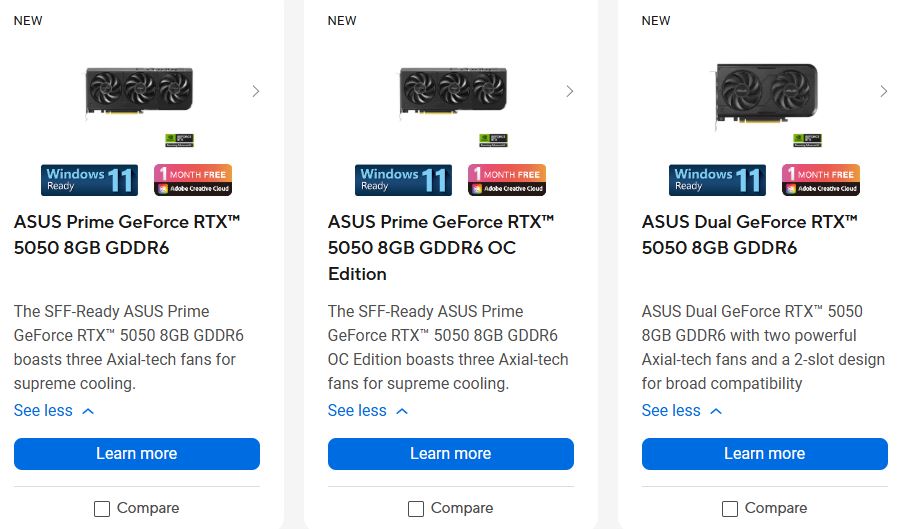 رونمایی ایسوس، گیگابایت، ام‌اس‌آی و زوتک از کارت های گرافیک سفارشی GeForce RTX 5050