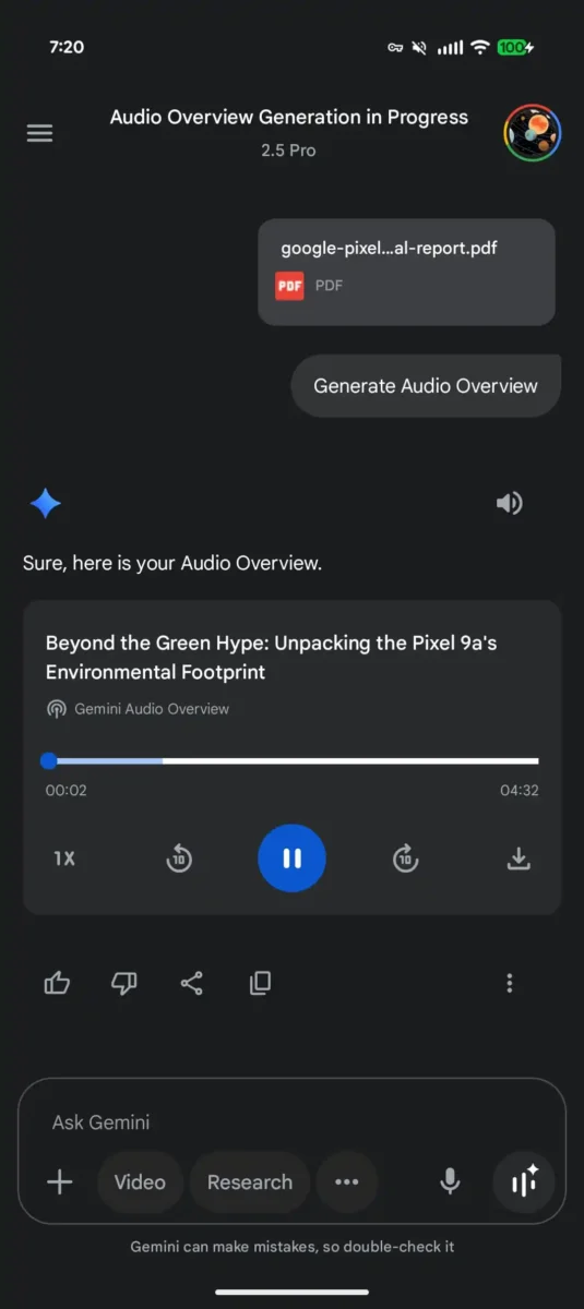 بهبود پخش پادکست اپلیکیشن Gemini روی موبایل با افزودن Native Player