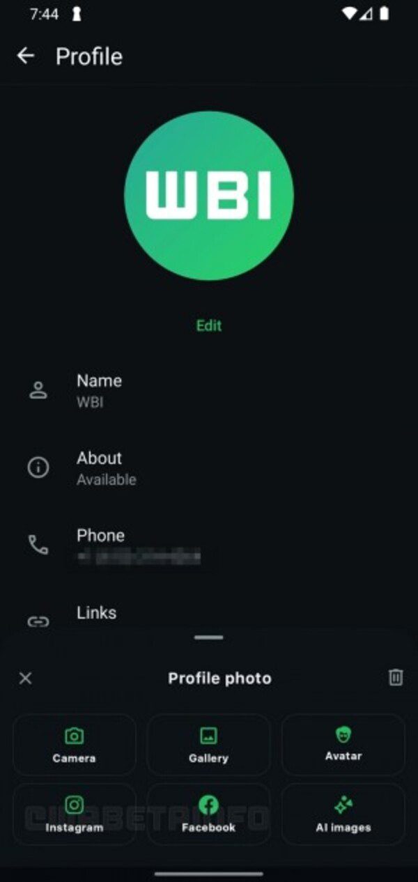 قابلیت جدید واتساپ برای وارد کردن عکس پروفایل از فیسبوک و اینستاگرام