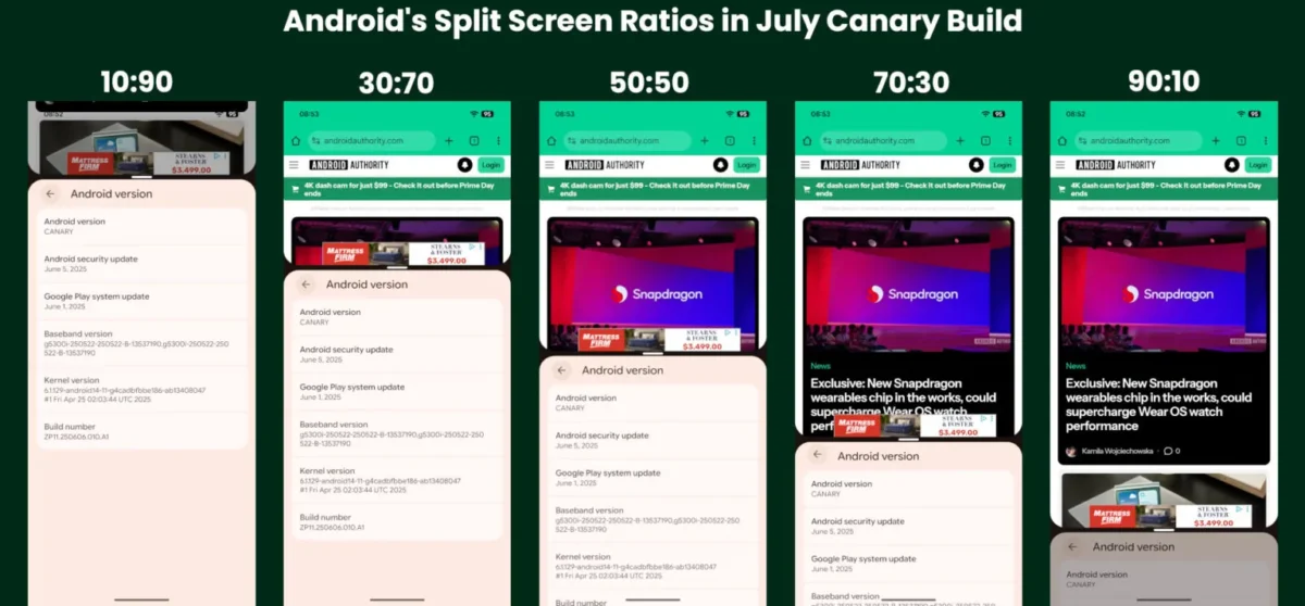 قابلیت چندوظیفگی صفحهتقسیمی Canary