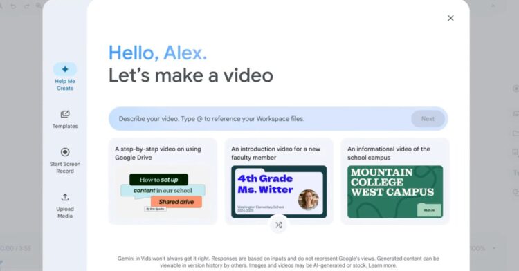 ابزار ویرایش Google Vids