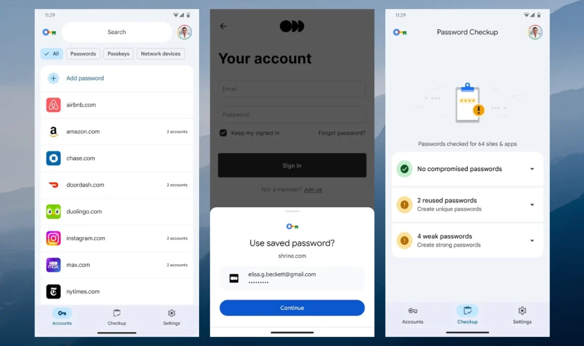 اپلیکیشن مدیریت رمز عبور گوگل