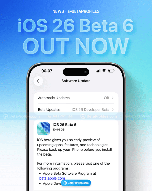نسخهی ششم بتای توسعهدهندگان iOS 26