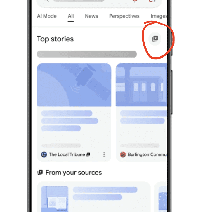 بخش Top Stories گوگل
