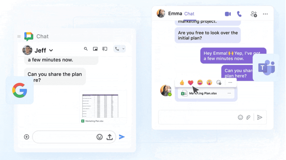 ادغام پلتفرمهای Google Chat و Microsoft Teams