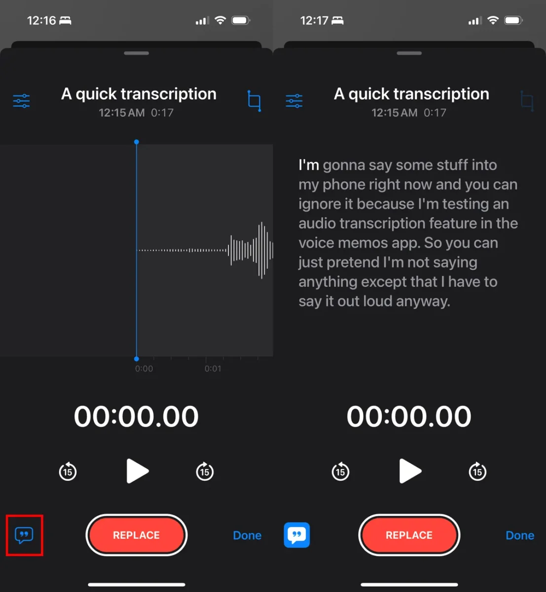 تبدیل و جستجوی متن در Voice Memos
