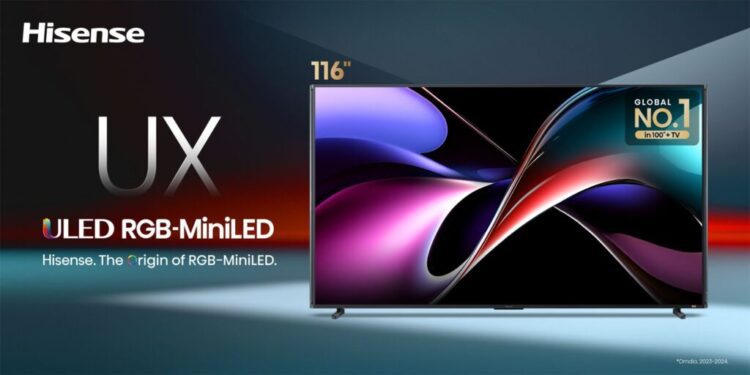تلویزیون‌های ۱۰۰ و ۱۱۶ اینچی هایسنس با فناوری RGB-MiniLED رونمایی شدند