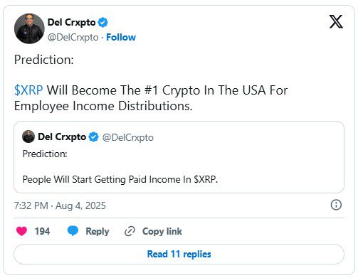 ریپل (XRP) به ابزار اصلی برای پرداخت حقوق در آمریکا تبدیل خواهد شد