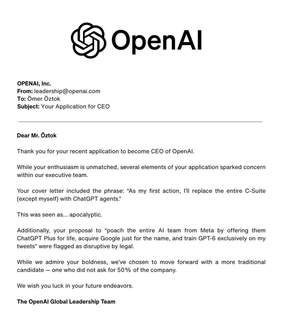 مدیرعاملی OpenAI
