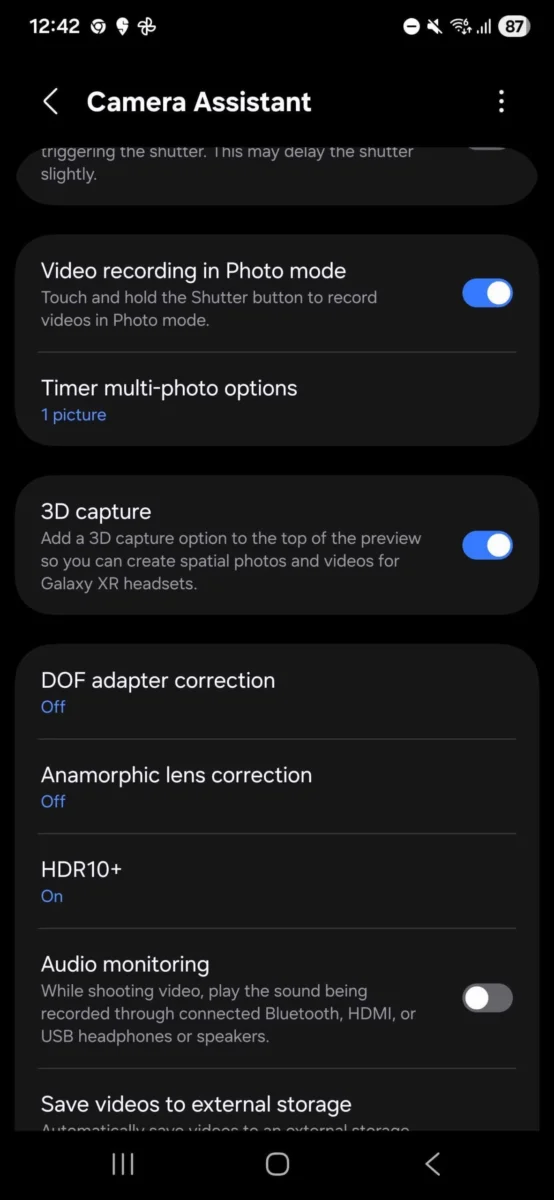قابلیت ثبت سه‌بعدی هدست Galaxy XR