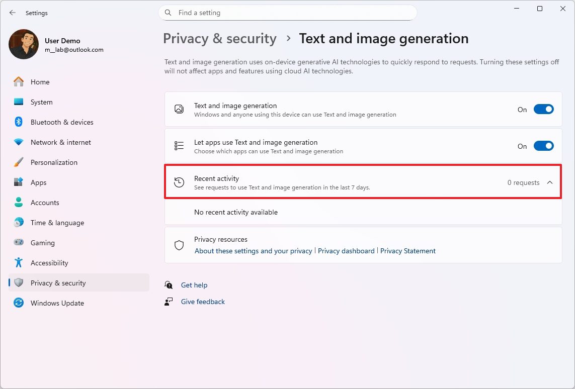 تغییرات اپلیکیشن Settings