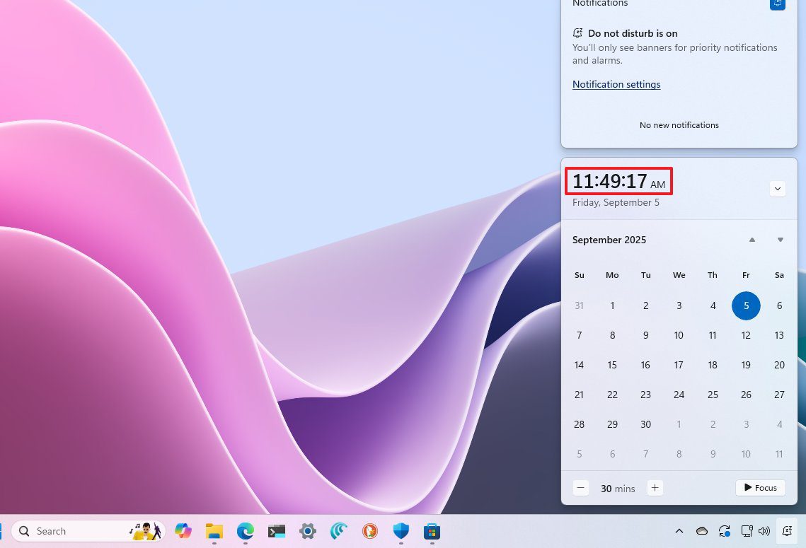 نمایش ساعت با ثانیه در Notification Center
