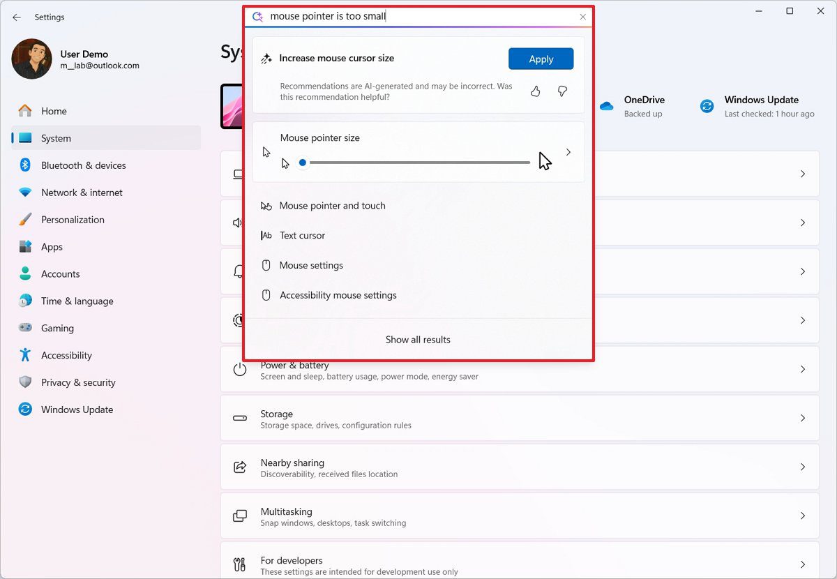 تغییرات اپلیکیشن Settings