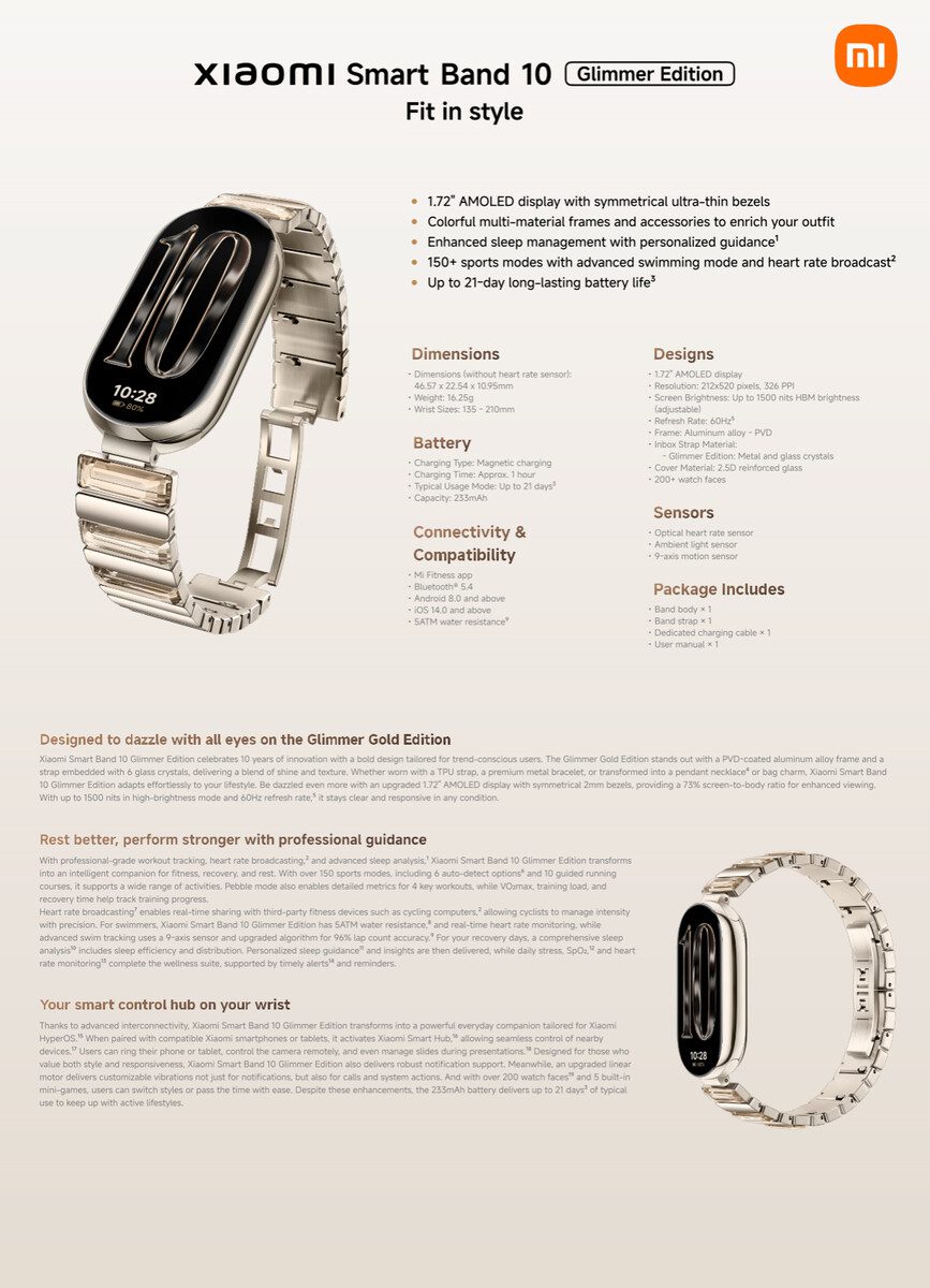 Xiaomi Smart Band 10 Glimmer Edition